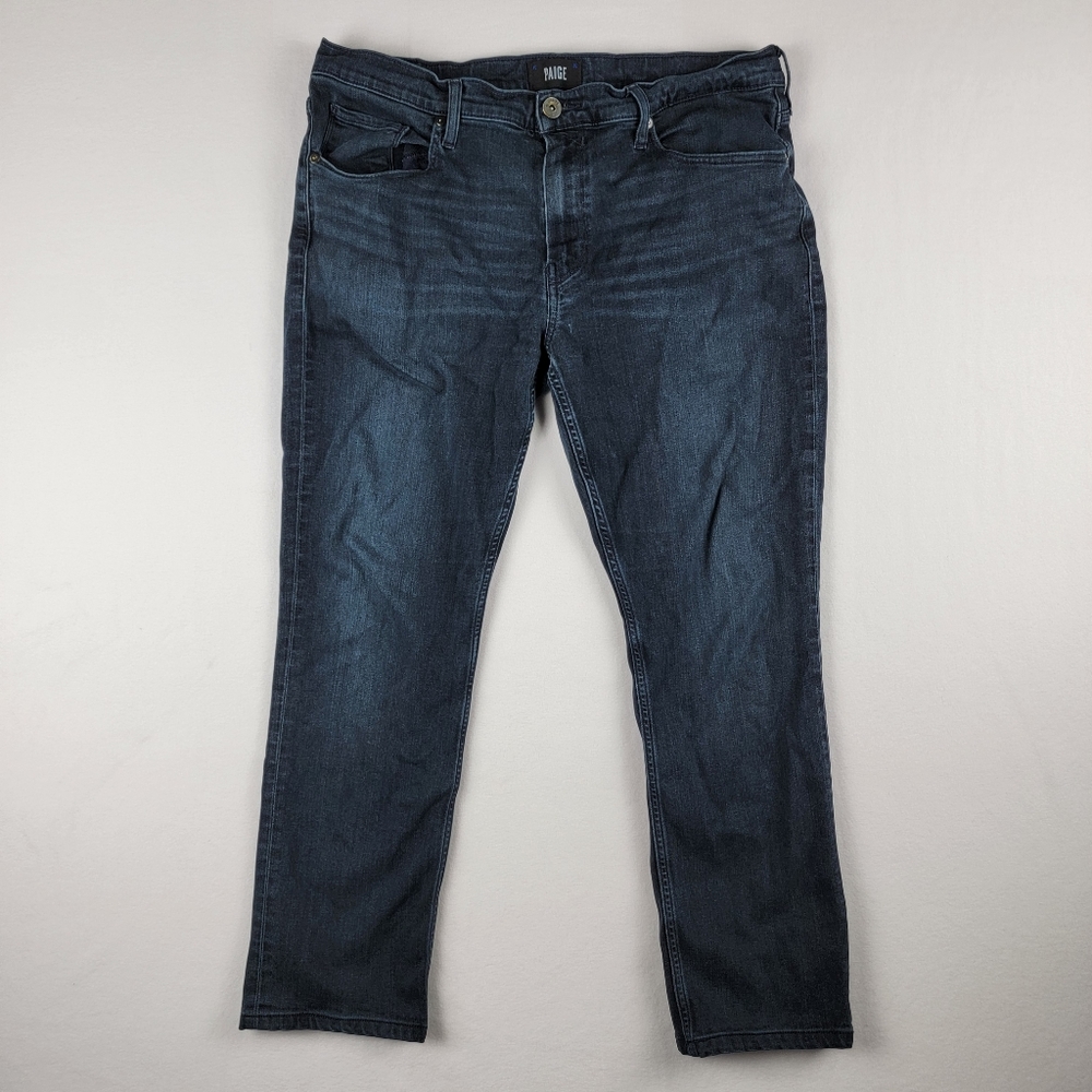 Paige Transcend Federal Slim Straight Leg Jeans in Pascal Wash Size 36